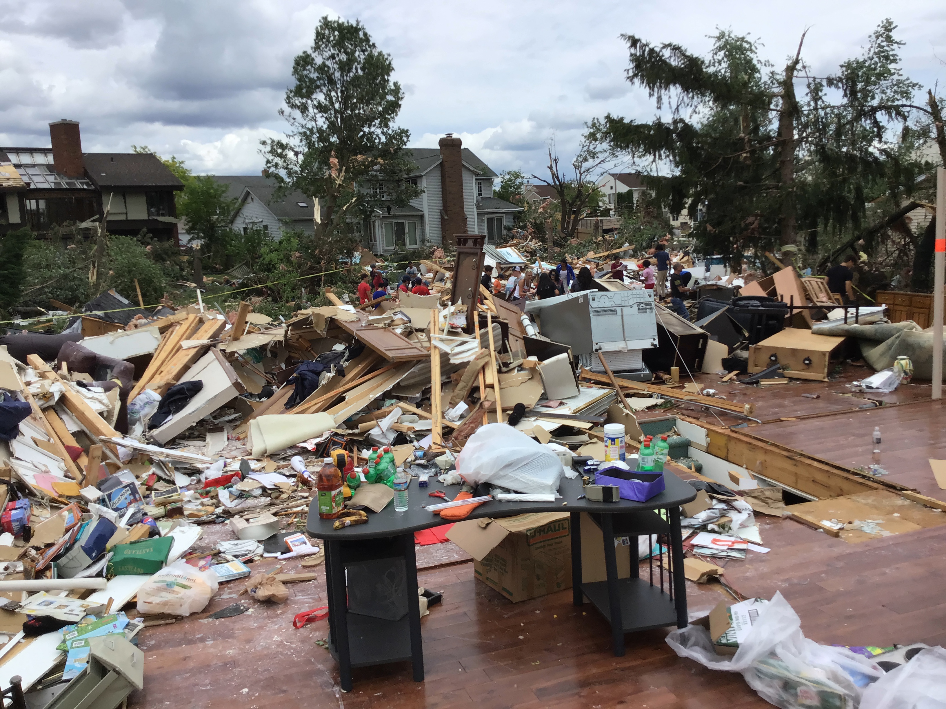 A house that was leveled at low-end EF3 intensity on the southeast side of Naperville, Illinois.