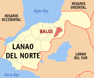 Mapa han Lanao del Norte nga nagpapakita hon hain nahamutangan an Baloi