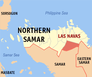 Mapa san Northern Samar nga nagpapakita kon hain an Las Navas