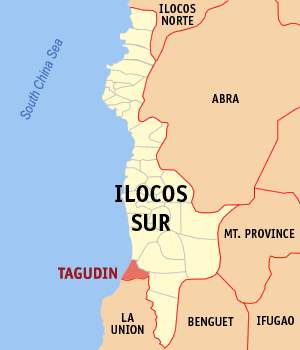 Mapa han Ilocos Sur nga nagpapakita kon hain nahamutang an Tagudin