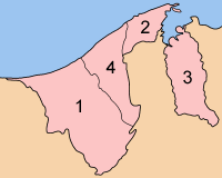 Map indicating the districts of Brunei