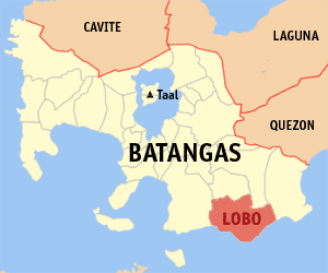 Mapa han Batangas nga nagpapakita kon hain nahimutang an Lobo
