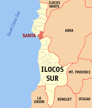 Mapa han Ilocos Sur nga nagpapakita kon hain nahamutang an Santa