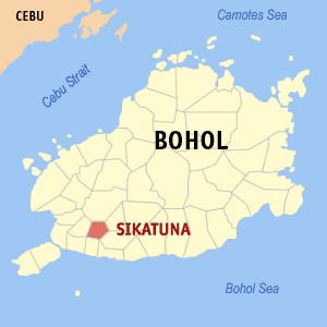 Mapa han Bohol nga nagpapakita han kahamumutangan han Sikatuna