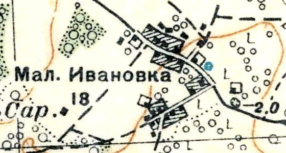 План деревни Малая Ивановка. 1939 год