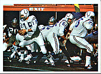 The Colts running back the ball from the line of scrimmage