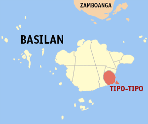 Mapa han Basilan nga nagpapakita kon hain nahamutang an Tipo-tipo