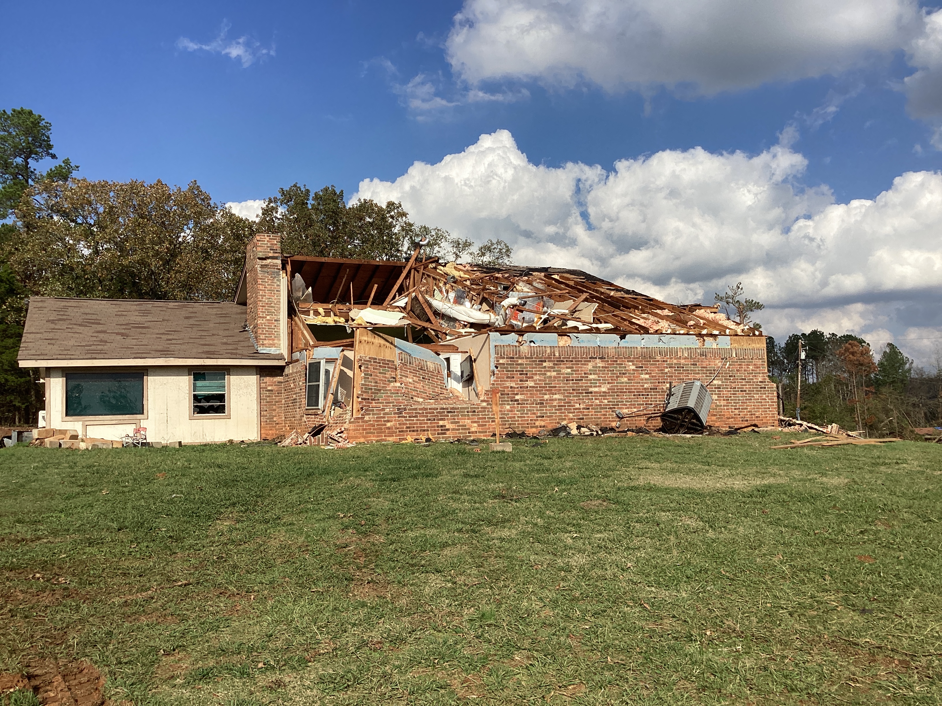 EF2 damage to a home in Hughes Springs, Texas.