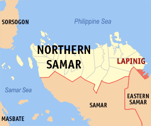 Mapa han Northern Samar nga nagpapakita kon hain an Lapinig