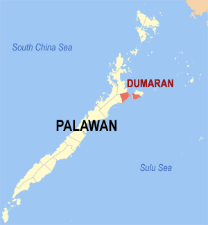 Mapa han Palawan nga nagpapakita kon hain nahamutangan an Dumaran