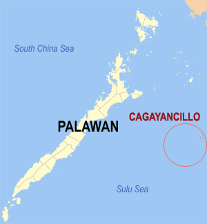 Mapa han Palawan nga nagpapakita kon hain nahamutangan an Cagayancillo