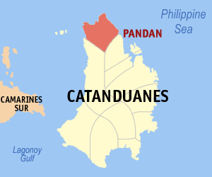 Mapa han Catanduanes nga nagpapakita kon hain nahamutang an Pandan