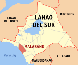 Mapa han Lanao del Sur nga nagpapakita kon hain nahamutang an Malabang