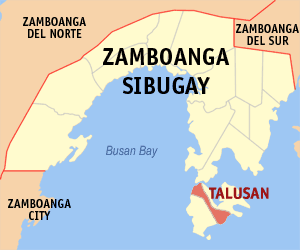 Mapa han Zamboanga Sibugay nga nagpapakita kon hain nahamutangan an Talusan
