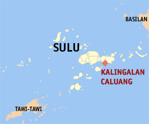 Mapa han Sulu nga nagpapakita kon hain nahamutang an Kalingalan Caluang