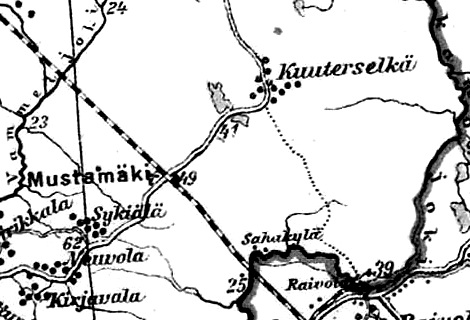 Деревня Сахакюля на финской карте 1923 года