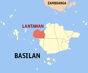 Mapa han Basilan nga nagpapakita kon hain nahamutang an Lantawan