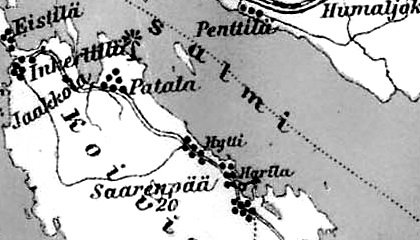 Деревня Сааренпяа на финской карте 1923 года