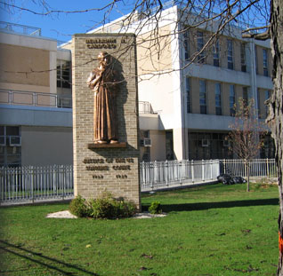 An angled shot of the Benjamin N. Cardozo High School in Bayside, Queens, NY.