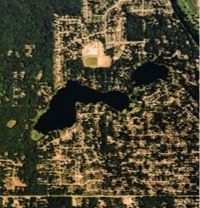 Aerial view of two lakes
