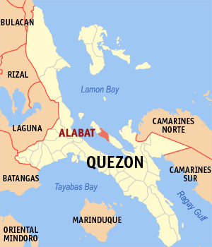 Mapa han Quezon nga nagpapakita kon hain nahimutang an Alabat