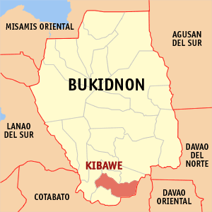 Mapa han Bukidnon nga nagpapakita kon hain an Kibawe