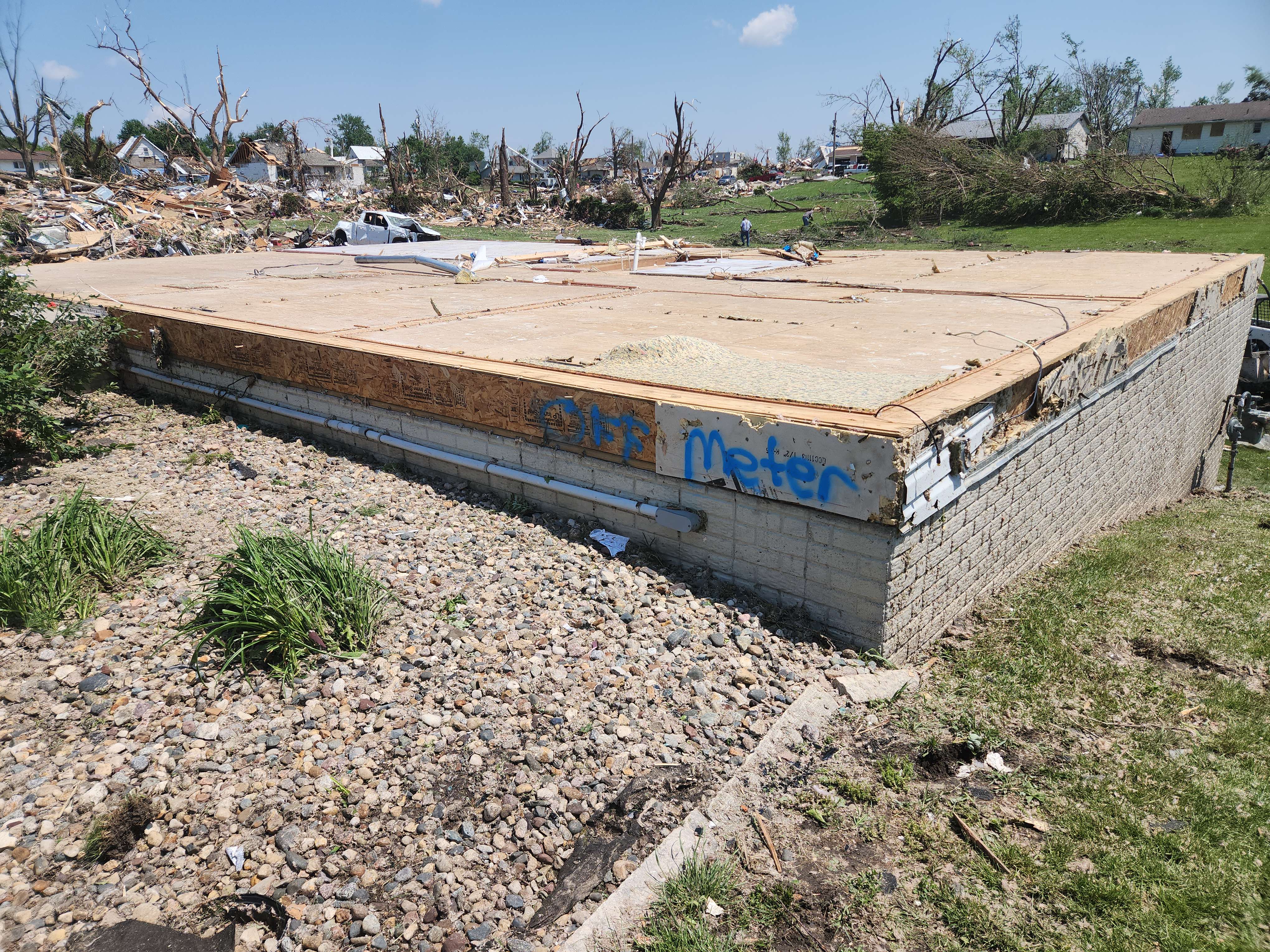 A home that was leveled and swept away at EF4 intensity in Greenfield, Iowa.