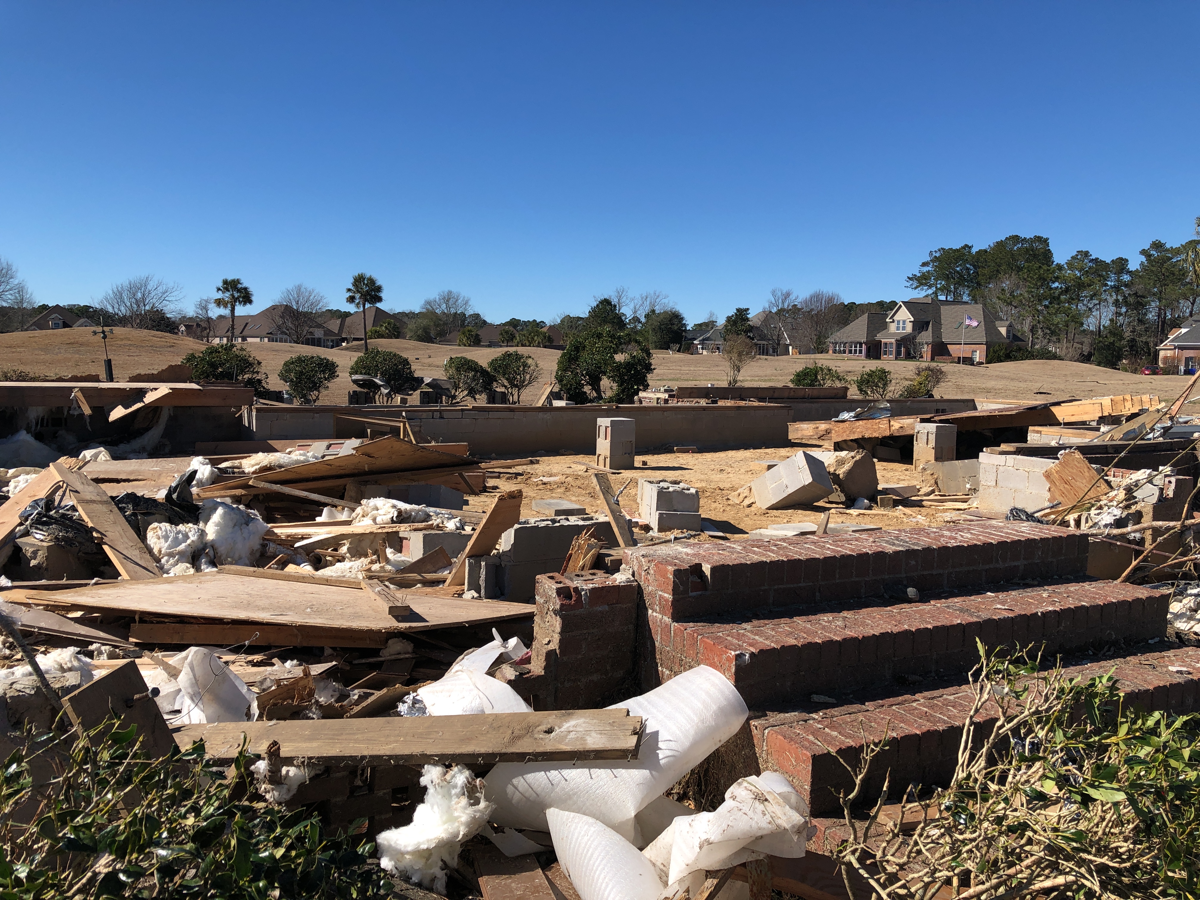 High-end EF3 damage to a home where two fatalities took place north of Sunset Beach, North Carolina.