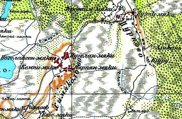 Деревня Пурново на карте 1909 года