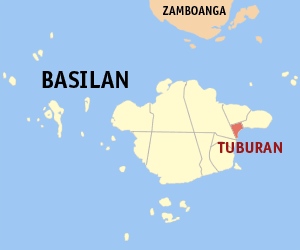 Mapa han Basilan nga nagpapakita kon hain nahamutang an Tuburan