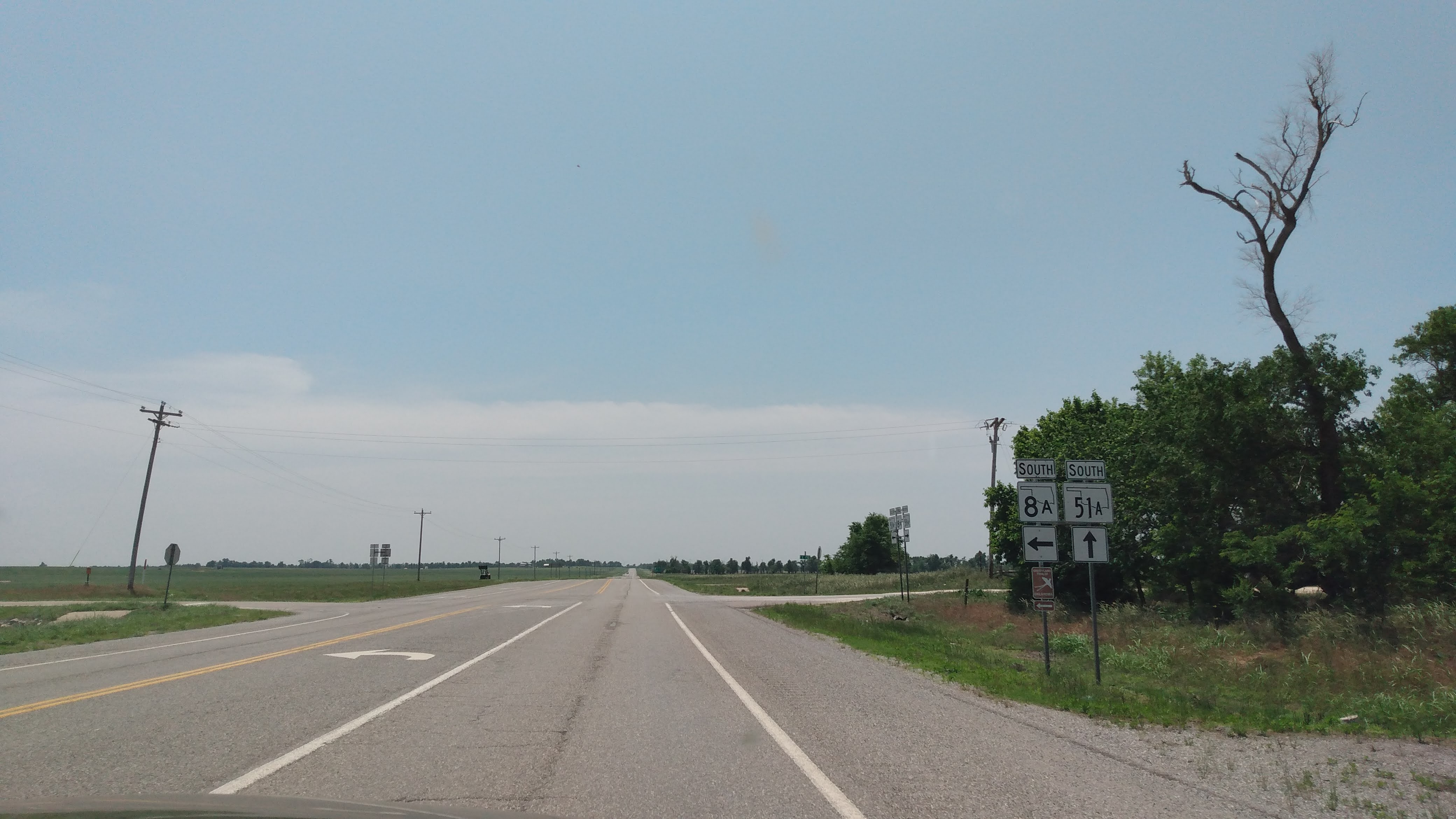 The SH-51A and SH-8A intersection north of Watonga in Blaine County, Oklahoma.