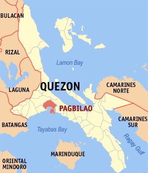 Mapa han Quezon nga nagpapakita kon hain nahimutang an Pagbilao
