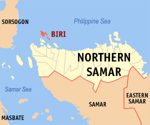 Mapa san Northern Samar nga nagpapakita kon hain an Biri