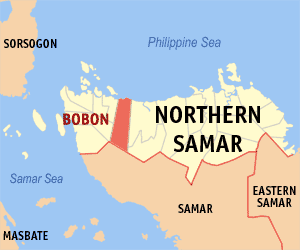 Mapa san Northern Samar nga nagpapakita kon hain an Bobon