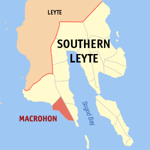 Mapa han Southern Leyte nga nagpapakita kon hain nahamutangan an Macrohon