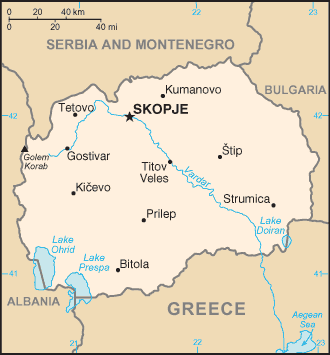 Mappa della Macedonia del Nord.