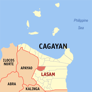 Mapa han Cagayan nga nagpapakita kon hain nahamutang an Lasam