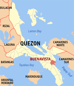 Mapa han Quezon nga nagpapakita kon hain nahimutang an Buenavista