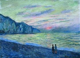 Sunset at Pourville (1882), Claude Monet