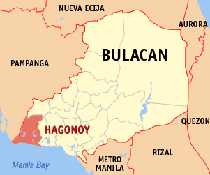 Mapa han Bulacan nga nagpapakita kon hain nahimutang an Hagonoy