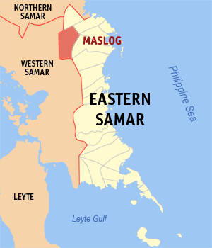 Mapa han Sinirangan nga Samar nga nagpapakita kon hain an Maslog