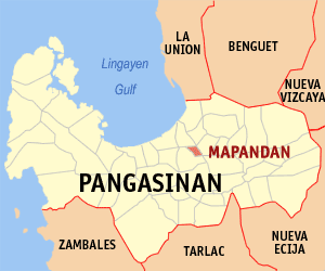 Mapa han Pangasinan nga nagpapakita kon hain nahamutang an Mapandan