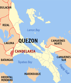 Mapa han Quezon nga nagpapakita kon hain nahimutang an Candelaria