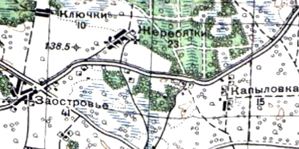 Деревня Заостровье на карте 1940 года