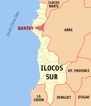 Mapa han Ilocos Sur nga nagpapakita kon hain nahamutang an Bantay
