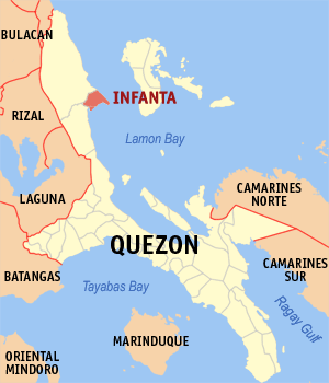Mapa han Quezon nga nagpapakita kon hain nahimutang an Infanta