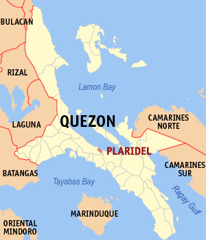 Mapa han Quezon nga nagpapakita kon hain nahimutang an Plaridel