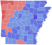 Map of County results of the 1982 Arkansas gubernatorial election.