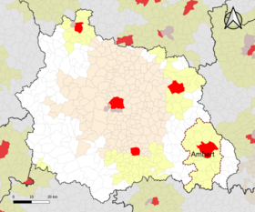 Localisation de l'aire d'attraction d'Ambert dans le département du Puy-de-Dôme.