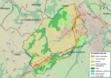 Carte en couleurs présentant l'occupation des sols.